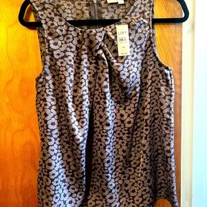 LOFT silk top-plum and silver floral